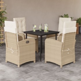 Set comedor de jardín 5 pzas con cojines ratán sintético beige en Conjuntos de jardín | Comprar online en Foru.es