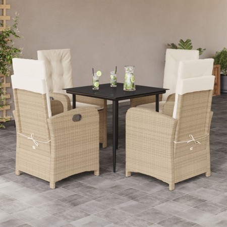 Set comedor de jardín 5 pzas con cojines ratán sintético beige en Conjuntos de jardín | Comprar online en Foru.es