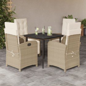 Set comedor de jardín 5 pzas con cojines ratán sintético beige en Conjuntos de jardín | Comprar online en Foru.es