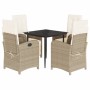 Set comedor de jardín 5 pzas con cojines ratán sintético beige en Conjuntos de jardín | Comprar online en Foru.es