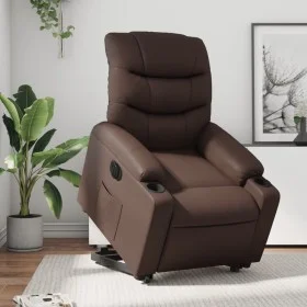 Sillón reclinable elevable eléctrico de cuero sintético marrón de , Sillones - Ref: Foro24-3206615, Precio: 373,94 €, Descuen...