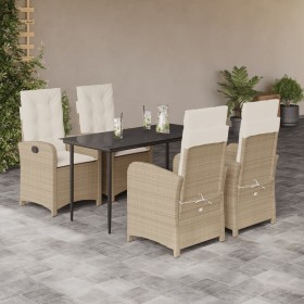 Set comedor de jardín 5 pzas con cojines ratán sintético beige en Conjuntos de jardín | Comprar online en Foru.es