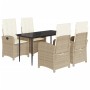 Set comedor de jardín 5 pzas con cojines ratán sintético beige en Conjuntos de jardín | Comprar online en Foru.es