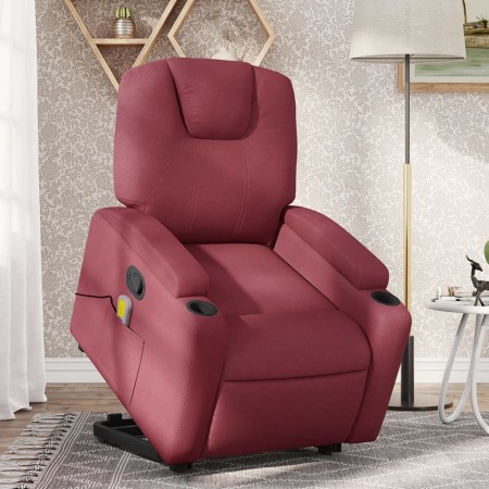 Sillón reclinable de masaje elevable tela rojo tinto de , Sillones - Ref: Foro24-3204383, Precio: 288,68 €, Descuento: %