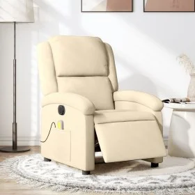 Sillón reclinable de masaje eléctrico tela color crema de , Sillones - Ref: Foro24-3204161, Precio: 258,90 €, Descuento: %