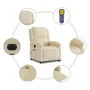 Sillón reclinable de masaje eléctrico tela color crema de , Sillones - Ref: Foro24-3204161, Precio: 258,90 €, Descuento: %