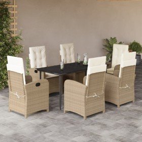 Set comedor de jardín 7 pzas con cojines ratán sintético beige en Conjuntos de jardín | Comprar online en Foru.es