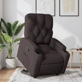 Sillón reclinable elevable tela marrón oscuro de , Sillones - Ref: Foro24-3204715, Precio: 277,59 €, Descuento: %