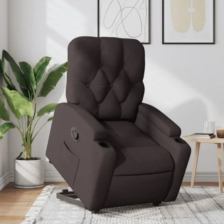 Sillón reclinable elevable tela marrón oscuro de , Sillones - Ref: Foro24-3204715, Precio: 277,59 €, Descuento: %