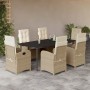 Set comedor de jardín 7 pzas con cojines ratán sintético beige en Conjuntos de jardín | Comprar online en Foru.es