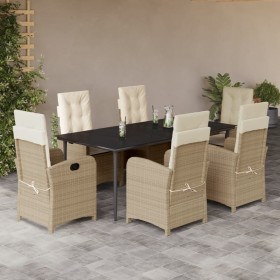 Set comedor de jardín 7 pzas con cojines ratán sintético beige en Conjuntos de jardín | Comprar online en Foru.es