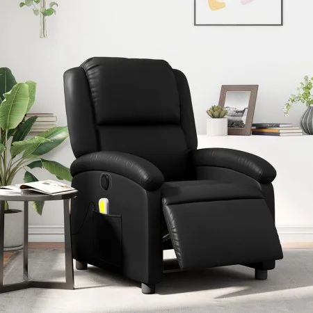 Sillón de masaje reclinable eléctrico cuero sintético negro de , Sillones - Ref: Foro24-3204219, Precio: 264,12 €, Descuento: %