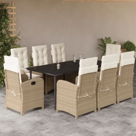 Set comedor de jardín 9 pzas con cojines ratán sintético beige en Conjuntos de jardín | Comprar online en Foru.es