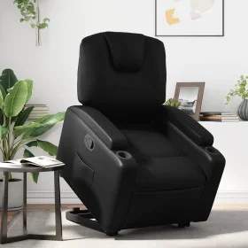 Sillón reclinable elevable cuero artificial negro de , Sillones - Ref: Foro24-3204430, Precio: 332,22 €, Descuento: %