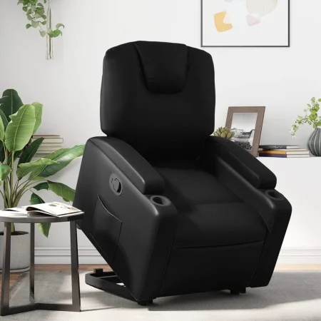 Sillón reclinable elevable cuero artificial negro de , Sillones - Ref: Foro24-3204430, Precio: 332,22 €, Descuento: %