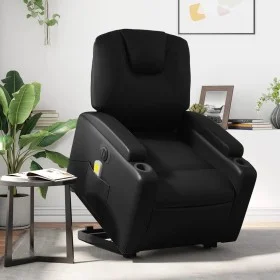Sillón de masaje elevable eléctrico cuero sintético negro de , Sillones - Ref: Foro24-3204451, Precio: 353,53 €, Descuento: %