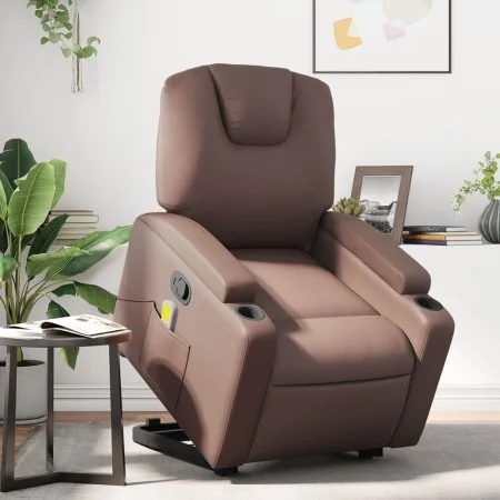 Sillón reclinable de masaje de pie de cuero sintético marrón de , Sillones - Ref: Foro24-3204439, Precio: 355,99 €, Descuento: %