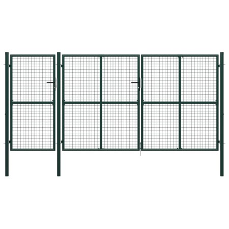 Puerta de jardín de acero verde 400x150 cm de vidaXL, Puertas de jardín - Ref: Foro24-144313, Precio: 611,99 €, Descuento: %