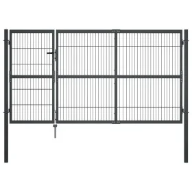 Gartenzauntor mit anthrazitfarbenen Stahlpfosten 350x140 cm von vidaXL, Gartentore - Ref: Foro24-144401, Preis: 494,77 €, Rab...