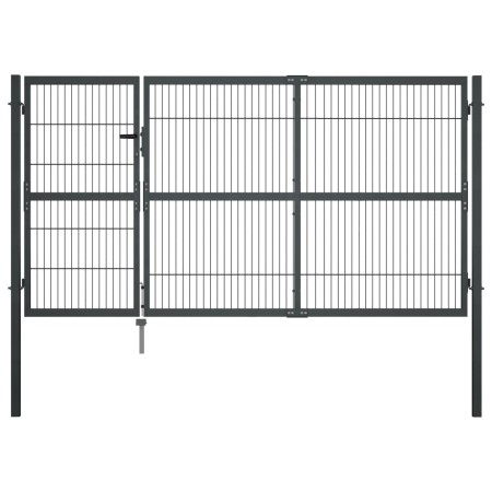 Puerta de valla de jardín con postes acero antracita 350x140 cm de vidaXL, Puertas de jardín - Ref: Foro24-144401, Precio: 46...