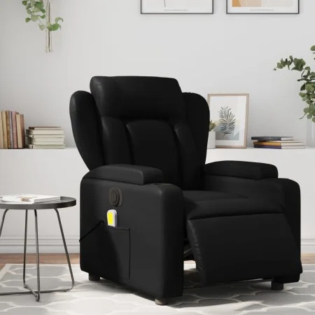 Sillón de masaje reclinable eléctrico cuero sintético negro de , Sillones - Ref: Foro24-3204537, Precio: 294,91 €, Descuento: %