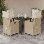 Set comedor de jardín 5 pzas con cojines ratán sintético beige en Conjuntos de jardín | Comprar online en Foru.es