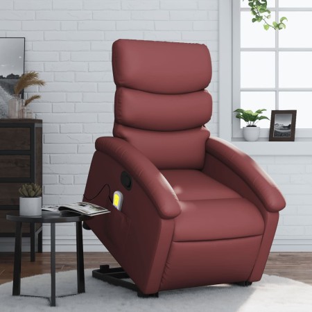 Sillón reclinable de masaje de pie cuero artificial rojo tinto de , Sillones - Ref: Foro24-3204051, Precio: 263,34 €, Descuen...