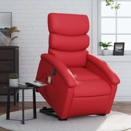 Sillón de majaje elevable eléctrico cuero artificial rojo de , Sillones - Ref: Foro24-3204066, Precio: 357,82 €, Descuento: %