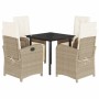 Set comedor de jardín 5 pzas con cojines ratán sintético beige en Conjuntos de jardín | Comprar online en Foru.es