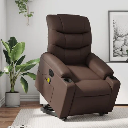Sillón de masaje elevable eléctrico cuero sintético marrón de , Sillones - Ref: Foro24-3206622, Precio: 386,09 €, Descuento: %