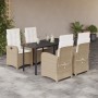 Set comedor de jardín 5 pzas con cojines ratán sintético beige en Conjuntos de jardín | Comprar online en Foru.es