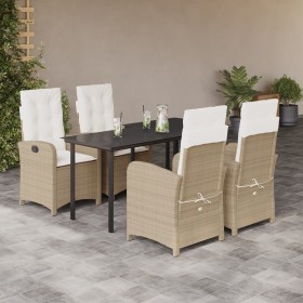 Set comedor de jardín 5 pzas con cojines ratán sintético beige en Conjuntos de jardín | Comprar online en Foru.es