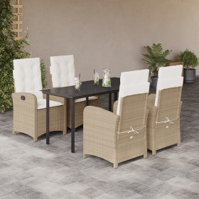 Set comedor de jardín 5 pzas con cojines ratán sintético beige en Conjuntos de jardín | Comprar online en Foru.es