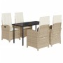 Set comedor de jardín 5 pzas con cojines ratán sintético beige en Conjuntos de jardín | Comprar online en Foru.es