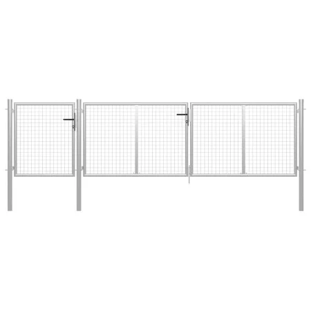 Silbernes Gartentor aus Stahl, 400 x 100 cm von vidaXL, Gartentore - Ref: Foro24-144347, Preis: 376,89 €, Rabatt: %