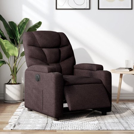 Sillón reclinable eléctrico tela marrón oscuro de , Sillones - Ref: Foro24-3204577, Precio: 241,29 €, Descuento: %