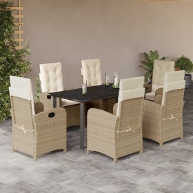 Set comedor de jardín 7 pzas con cojines ratán sintético beige en Conjuntos de jardín | Comprar online en Foru.es