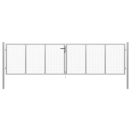 Silberverzinktes Gartentor aus Stahl, 415 x 150 cm von vidaXL, Gartentore - Ref: Foro24-144299, Preis: 346,54 €, Rabatt: %