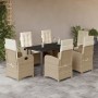 Set comedor de jardín 7 pzas con cojines ratán sintético beige en Conjuntos de jardín | Comprar online en Foru.es