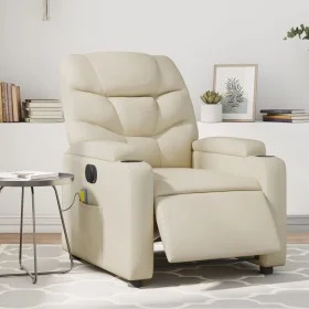 Sillón de masaje reclinable eléctrico cuero sintético crema de , Sillones - Ref: Foro24-3204652, Precio: 284,50 €, Descuento: %