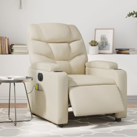 Sillón de masaje reclinable eléctrico cuero sintético crema de , Sillones - Ref: Foro24-3204652, Precio: 279,45 €, Descuento: %