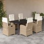 Set comedor de jardín 7 pzas con cojines ratán sintético beige en Conjuntos de jardín | Comprar online en Foru.es