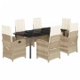 Set comedor de jardín 7 pzas con cojines ratán sintético beige en Conjuntos de jardín | Comprar online en Foru.es