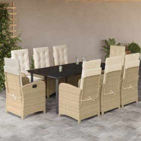 Set comedor de jardín 9 pzas con cojines ratán sintético beige en Conjuntos de jardín | Comprar online en Foru.es