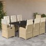 Set comedor de jardín 9 pzas con cojines ratán sintético beige en Conjuntos de jardín | Comprar online en Foru.es