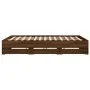 Cama con cajones madera ingeniería marrón roble 200x200 cm de , Camas y somieres - Ref: Foro24-3207251, Precio: 222,85 €, Des...