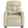 Sillón reclinable elevable cuero artificial color crema de , Sillones - Ref: Foro24-3204659, Precio: 288,59 €, Descuento: %