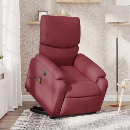 Sillón reclinable de masaje elevable tela rojo tinto de , Sillones - Ref: Foro24-3204839, Precio: 282,09 €, Descuento: %