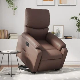 Sillón reclinable elevable eléctrico de cuero sintético marrón de , Sillones - Ref: Foro24-3204902, Precio: 374,60 €, Descuen...