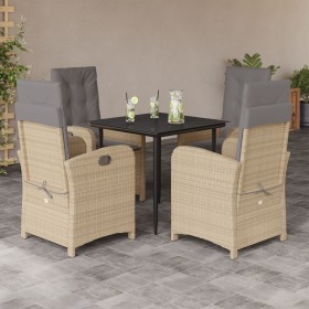 Set comedor de jardín 5 pzas con cojines ratán sintético beige en Conjuntos de jardín | Comprar online en Foru.es